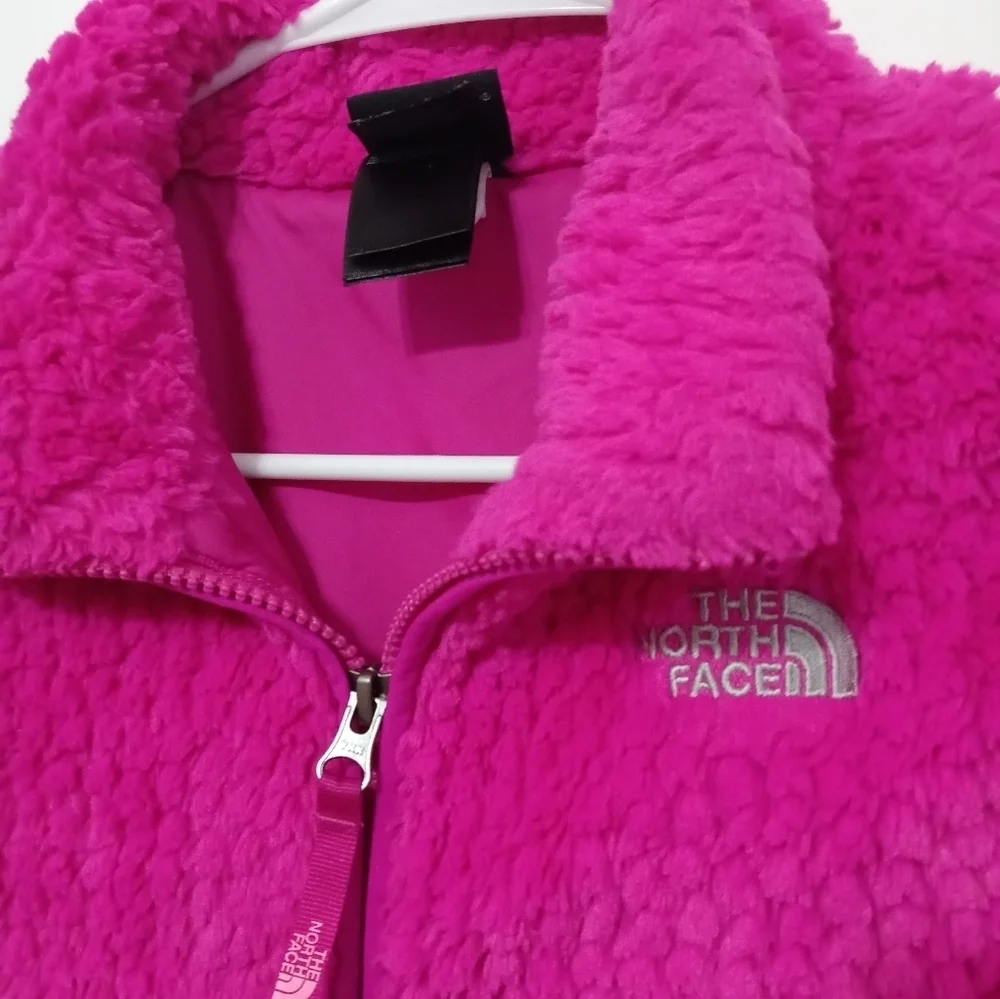 The North Face Girl's Barbie Pink Full Zip Teddy Bear Jacket w pockets 10/12